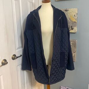 LUCKY BRAND Women’s Large Navy Wool Quilted Puffer Hooded Winter Jacket